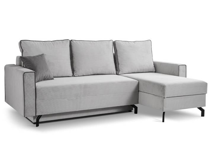 Schlafsofa Marti L-Form rechts , 230cm , Cord , hellgrau