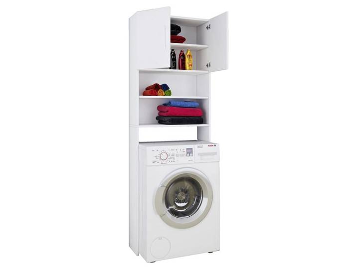 Mid.you Waschmaschinenschrank, Weiss, Holzwerkstoff, 64x190x25 cm, Waschküche, Waschmaschinenschrank
