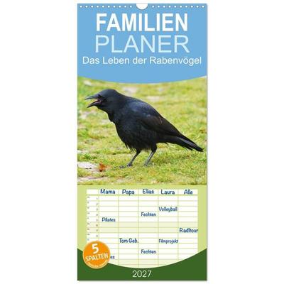 Familienplaner 2027 - Das Leben der Rabenvögel mit 5 Spalten (Wandkalender, 21 x 45 cm) CALVENDO