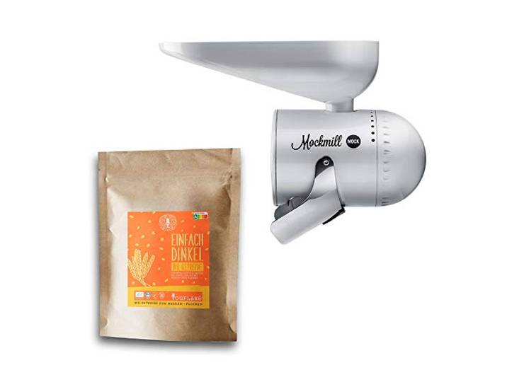 Mockmill Mahlaufsatz für KitchenAid frisches Mehl Made in Germany + 2,5 kg Bio Dinkel