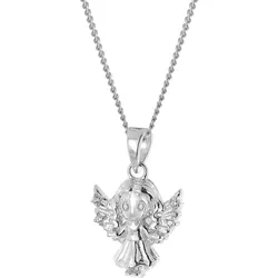 trendor 21640 Mädchen-Halskette mit Engel-Anhänger Silber 925 Rhodiniert, 40 cm