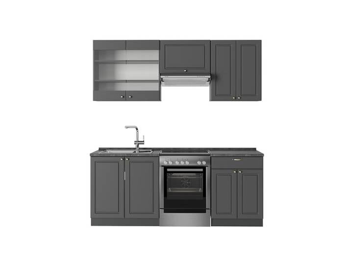 Cuisine sans pt anthrazit-gold landhaus 200x81.6cm
