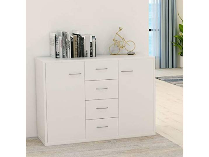 WHOPBXGAD kommode mit 6 schubladen,kommode Schlafzimmer,Sideboard Weiß 88x30x65 cm Holzwerkstoffkommode,Sideboard,kommode mit schubladen,