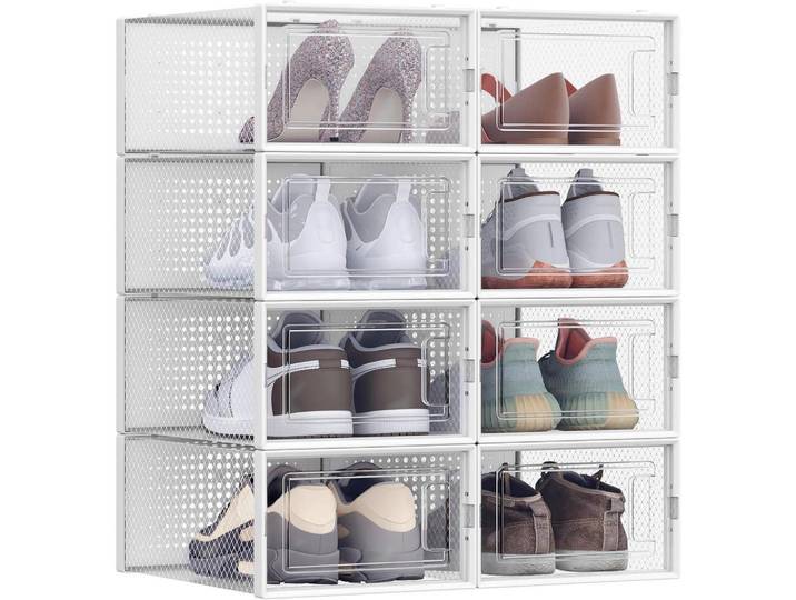 Schuhbox, Transparent, Kunststoff, 8 Fächer, 33.3x14x23 cm, integrierte Durchlüftung, stapelbar, Ordnen & Aufbewahren, Kleideraufbewahrung, Kleidersäcke & Vakuumbeutel