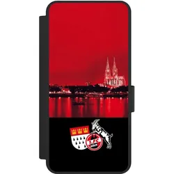 Nivocase Klapphülle für Samsung Galaxy S25 Edge Handyhülle aus Kunst Leder NIVOflip schwarz 1. FC Köln (Samsung Galaxy S25 Edge), Smartphone Hülle, Schwarz