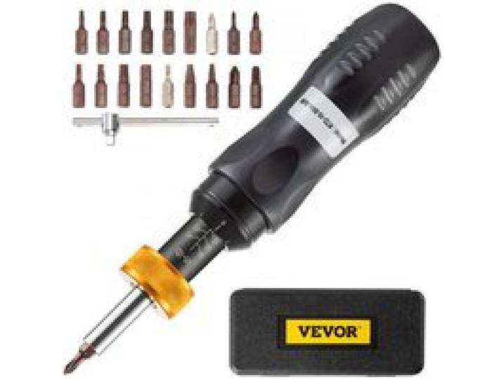 VEVOR Tournevis Dynamométrique à Entraînement 6,35 mm, Tournevis de Couple Réglable 1,1-5,6 N.m avec Incrément de 0,6 N.m, Kit avec Embouts et Étui, Outil Précis pour Électricien Atelier Maison