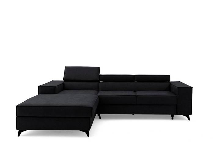 Muffo Ecksofa PURE S, Bettwäschebehälter, modernes Design, Verstellbare Kopfstützen, Gelegenheitsschlaf-Funktion
