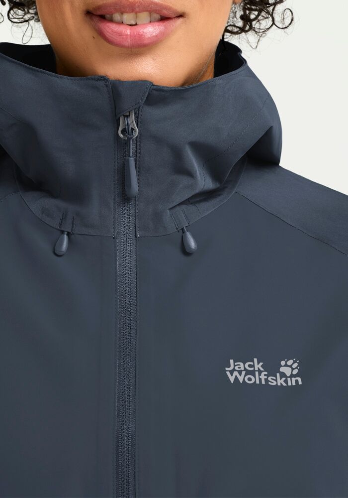 Funktionsjacke JACK WOLFSKIN "WILDBOUND 2L JKT W", Damen, Gr. S (36), grau (midnight sky), Web, Obermaterial: 100% Polyester. Futter: 100% Polyester, normal, Jacken Funktionsjacke, wasserdicht, windabweisend, atmungsaktiv midnight sky S (36)
