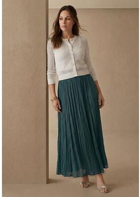 Plus Size Women's Flowing Crinkled Maxi Skirt by Jessica London in Mystic Pine (Size 30) Elastic Waist 100% Cotton