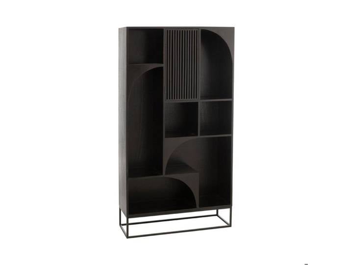 Etagère design 1 porte 7 niches 90x33x168 cm en manguier noir
