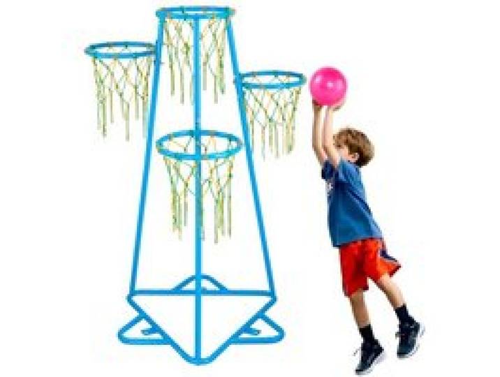 VEVOR Panier de Basket-ball Enfants avec 4 Paniers à 4 Hauteurs, 3 Ballons de Basket, Pompe à Air, Installation Facile, Jouets Basket-ball pour Enfants Tous Ages, Garçons, Filles, Intérieur, Extérieur