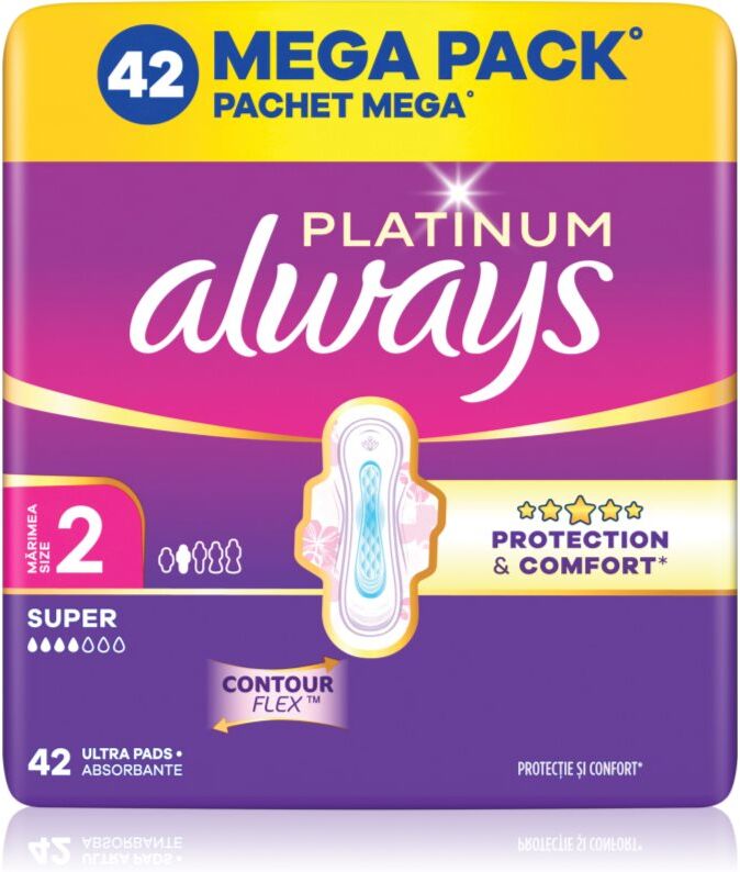 Always Platinum Super Size 2 serviettes hygiéniques avec ailettes 42 pcs