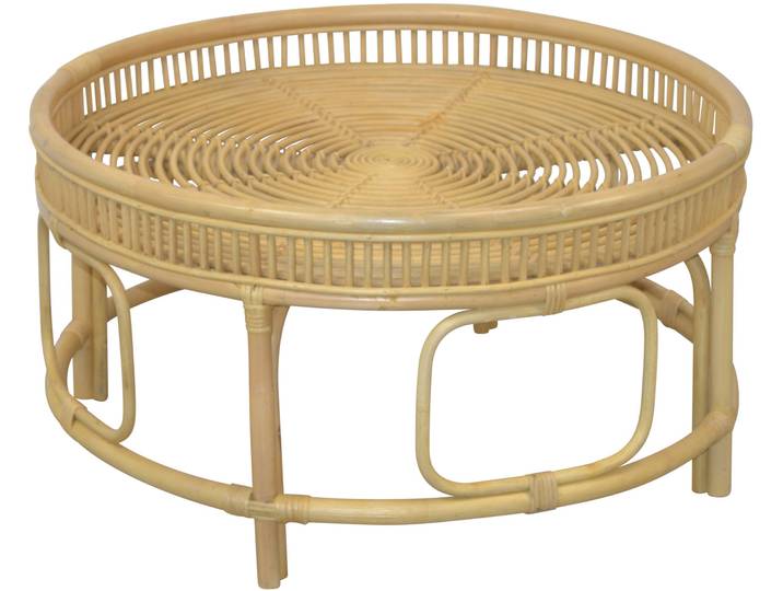 Couchtisch, beige (beige, beige, beige), B:75cm H:41cm T:75cm, HOFMANN LIVING AND MORE, Tische, Couchtisch, Rattan-Couchtisch mit oder ohne Glasplatte lieferbar