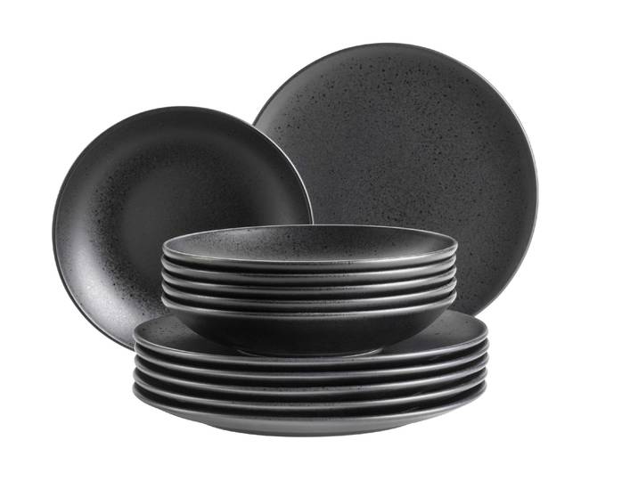 Teller-Set MÄSER Essential , schwarz, 12, Geschirr-Sets, Teller-Set