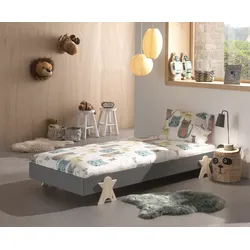 Modulo Einzelbett/Stapelbett 90 x 200 cm Liegefläche, grau lackiert, versch. Ausführungen