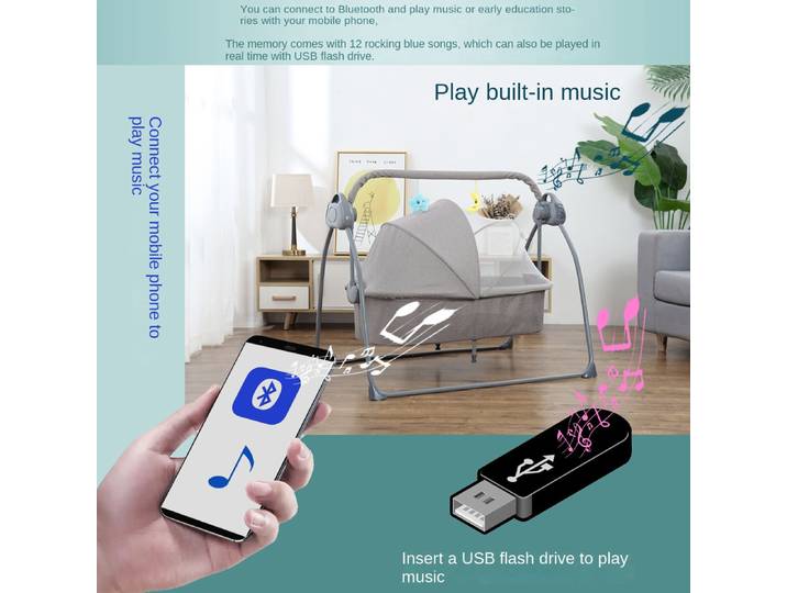 Berceau pour bébé avec chaise berçante électrique, berceau intelligent sans fil, mobilier pour enfants, chaise berçante pour nouveau-né