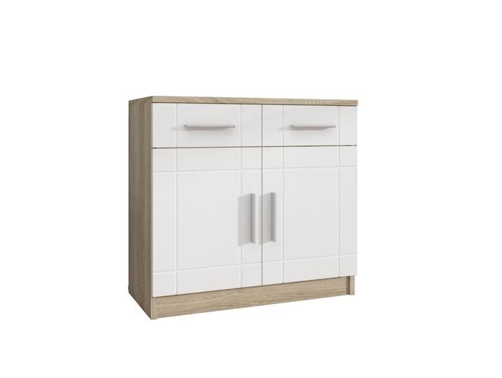 KOMMODE PERUGIA 69/70/37 cm mit 2 Schubladen 2 Türen Sonoma Eiche
