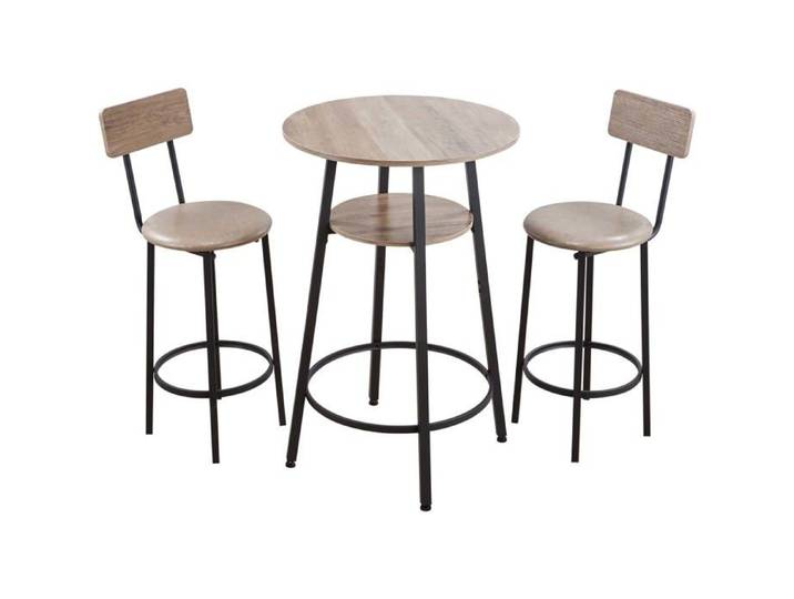 Ensemble Table de Bar - DUOKU - BTZ-GW-003 - 3 pièces (1 table + 2 chaises) - Hauteur 91 5 cm - Noir