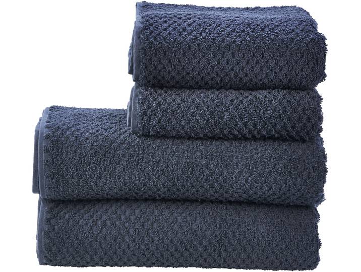 Handtuch Set DONE. Provence Honeycomb , grau (anthrazit), 4 Stk., Walkfrottier, Walkfrottier, Walkfrottier, Handtücher, Handtuch Set, in Honigwaben-Optik, mit Fransen