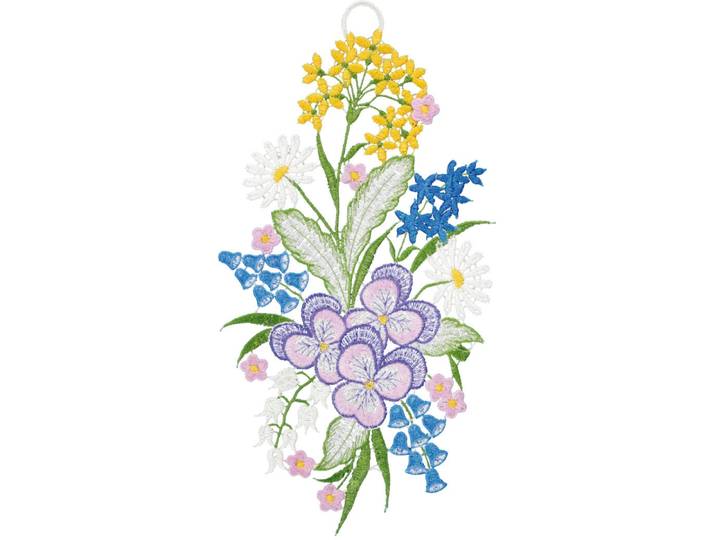Fensterbild Fensterbild Blumenstrauß farbig , bunt, B:16cm H:30cm, Polyester, W. REUTER & SOHN - PLAUENER SPITZE, Fensterbilder, Fensterbild
