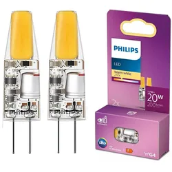 2er Set Philips LED G4 Kapsellampe 1,7W 2700K Warmweiß 200lm