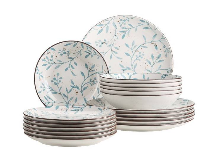 Geschirr-Set 18tlg. Olive türkis - Geschirr-Set 18tlg. Olive
