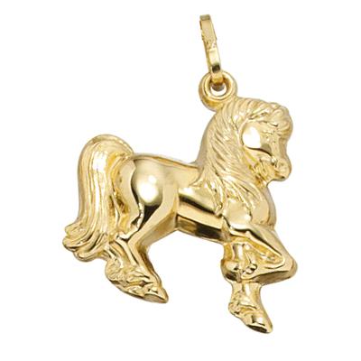 Kettenanhänger JOBO "Anhänger Kinderanhänger Pferd 18 mm", gold (gelbgold 333), Schmuckanhänger, Mädchen, Gelbgold 333, Kettenanhänger, 333 Gold