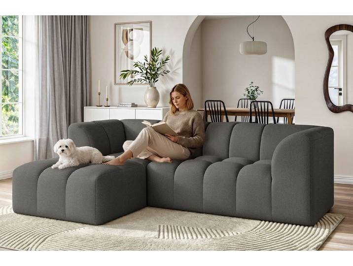 OTTO home Ecksofa TUURE L-Form, Verlässliche Qualität, moderne Steppung, Breite 255cm, Bubble Optik, moderne Steppung, hoher Sitzkomfort, Wellenunterfederung