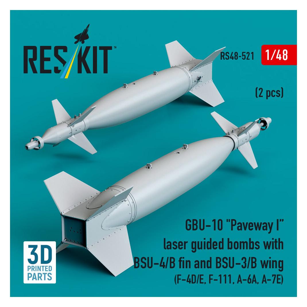 ResKit GBU-10 Paveway I laser guided bombs with BSU-4/B fin and BSU-3/B wing (2 pcs) (F-4D/E, F-111, A-6A (RS48-0521)