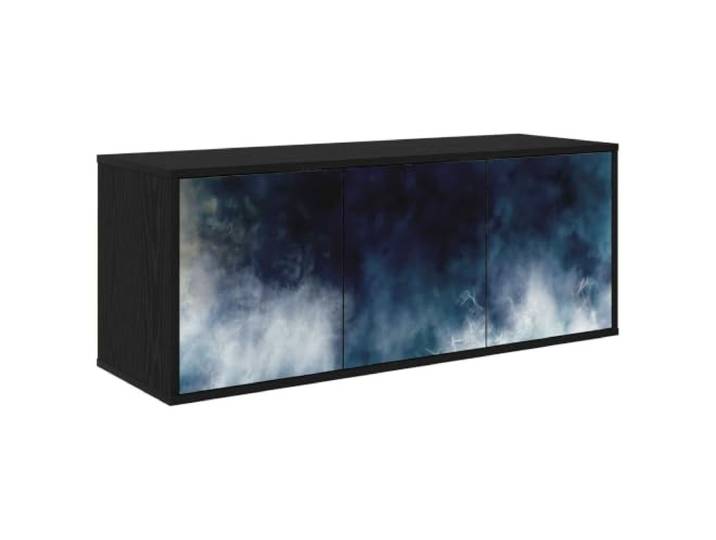 HFXHIJXQ TV Lowboard Hängend 102cm Wandmontiert TV Schrank Schwarz Eiche Platzsparendes Hängeschrank Design für Wohnzimmer und Schlafzimmer, 3 Türen mit Dekorstruktur aus stabilem Holzwerkstoff.