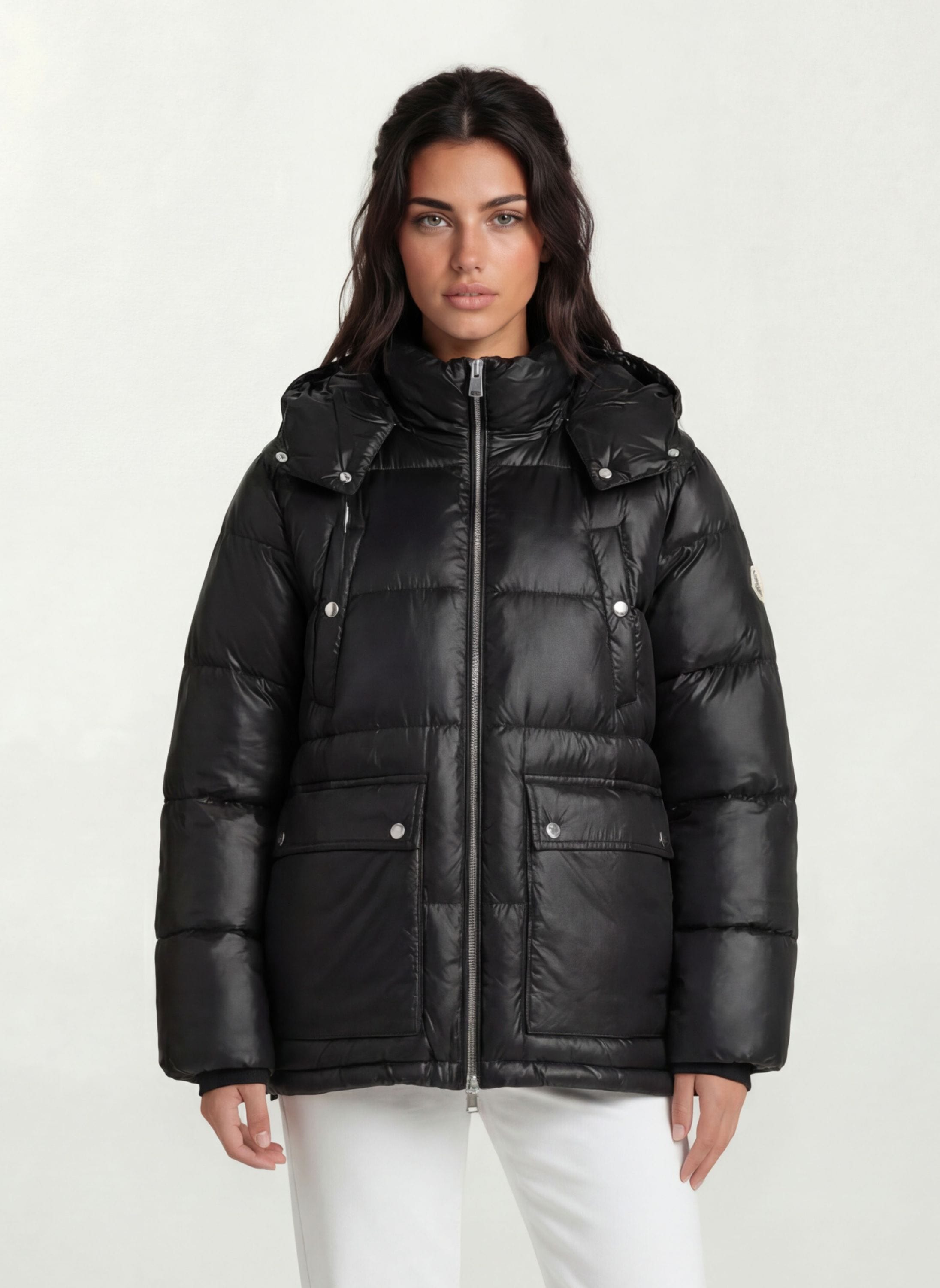 Winterjacke TRUEPRODIGY "Nathan F Kapuze aufgesetzte Taschen", Damen, Gr. XL, schwarz, Obermaterial: 100% Polyester PES., regular fit, Jacken Winterjacke