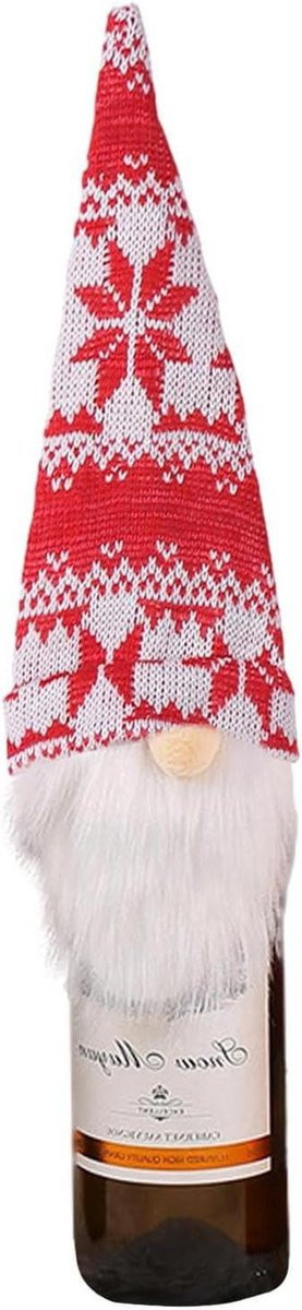SOYDAN Gebreide kerstwijnhoes met kerstkabouter voor feestelijke decoratie