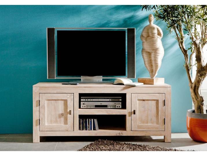TV-Board Akazie 145x45x60 white stone getüncht  NATURE WHITE #41