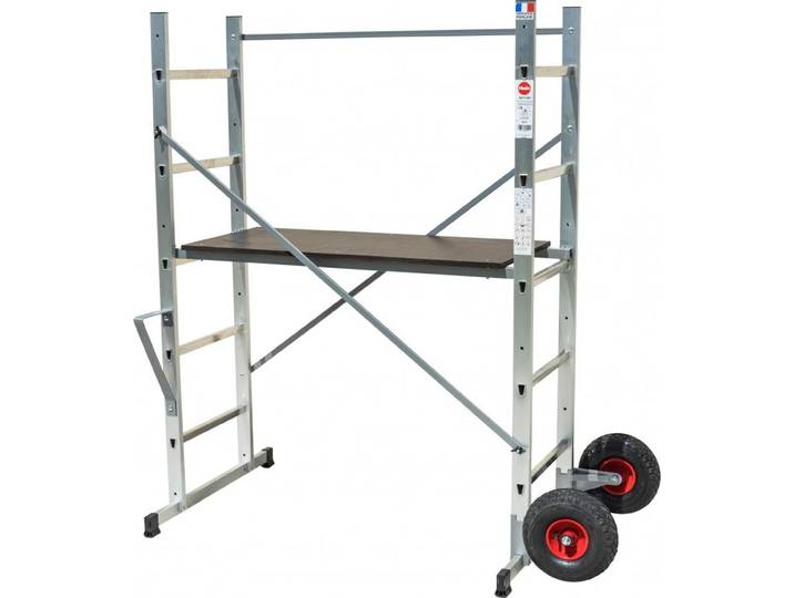 Echafaudage aluminium jardin avec roue HAILO hauteur de travail 3 m