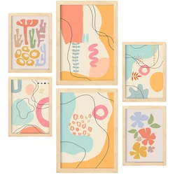 POSTER Set Mit 6 Crasis Rahmen In Blume Zusammenfassung A3 & A4 Rahmen Aus Hellem Holz