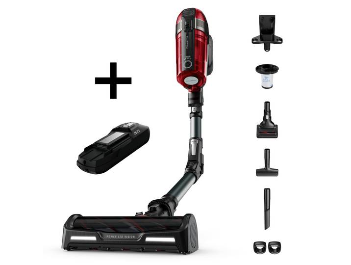 Aspirateur Balai Rowenta Rh98a3wo X-force Flex 12.60 Modèle Animal Rouge