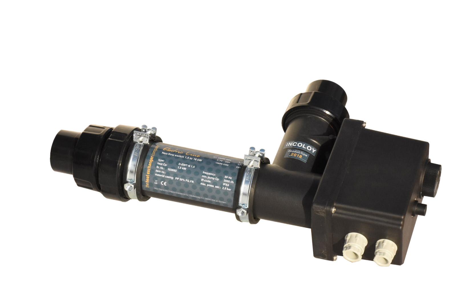 Dapra Neo-Flow Elektrowärmetauscher Titan / Kunststoff 9 kW / 400 V Poolheizung