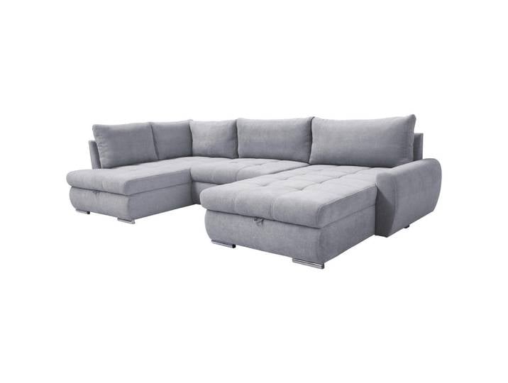 Ecksofa, Hellgrau, 322x174 cm, Textil, Ottomane Rechts & U-Form, Modern, Livetastic