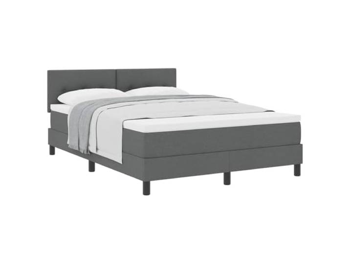 KKgypkn Boxspringbett 140x200 cm mit Kopfteil Dunkelgrau Stoff, manuell verstellbar, Schaum-Taschenfederkern-Matratze, mittelfeste Liegefläche, modernes Design