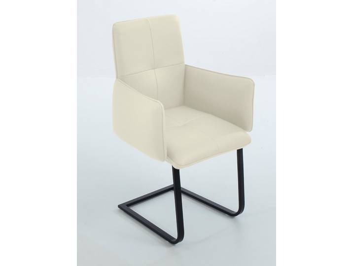 Freischwinger K+W KOMFORT & WOHNEN 6502 , weiss (bianco, schwarz), B:61cm H:90cm T:62cm, Stühle, Freischwinger, Freischwinger mit Armlehnen, Flachstahlkufe in schwarz