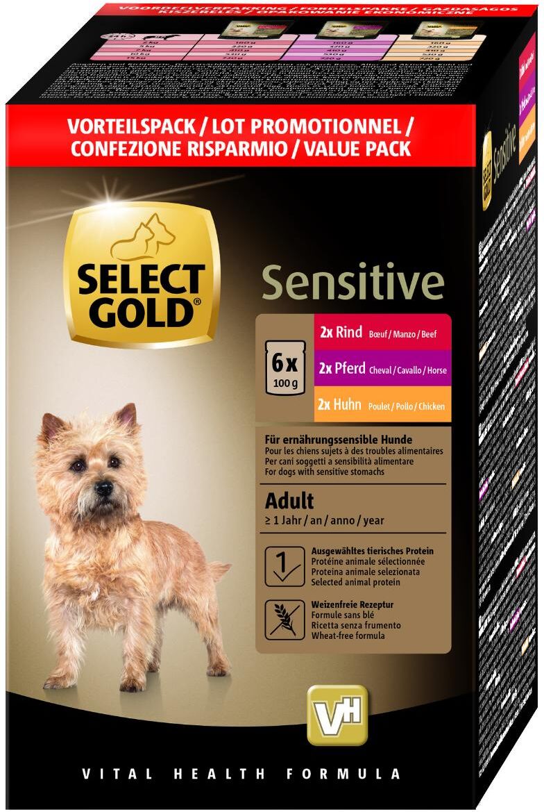 Select Gold Sensitive Dog Busta Multipack 6x100G MIX CARNE