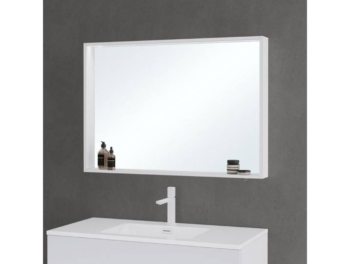 Miroir de Salle de Bain avec Étagère Armoire Murale avec Éclairage Mai & Mai® 100x12x70 cm Blanc Mat
