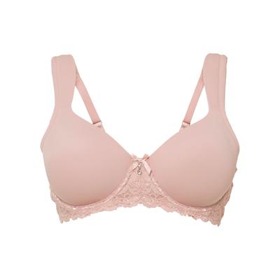 Schalen-BH BONPRIX "Schalen-BH mit gepolsterten Trägern", Damen, Gr. 90, Cup E, beige (mattbeige), Obermaterial: 80% Polyamid, 20% Elasthan. Futter: 100% Polyester. Spitze: 90% Polyamid, 10% Elasthan, BHs Schalen-BH, mit gepolsterten Trägern, mit...