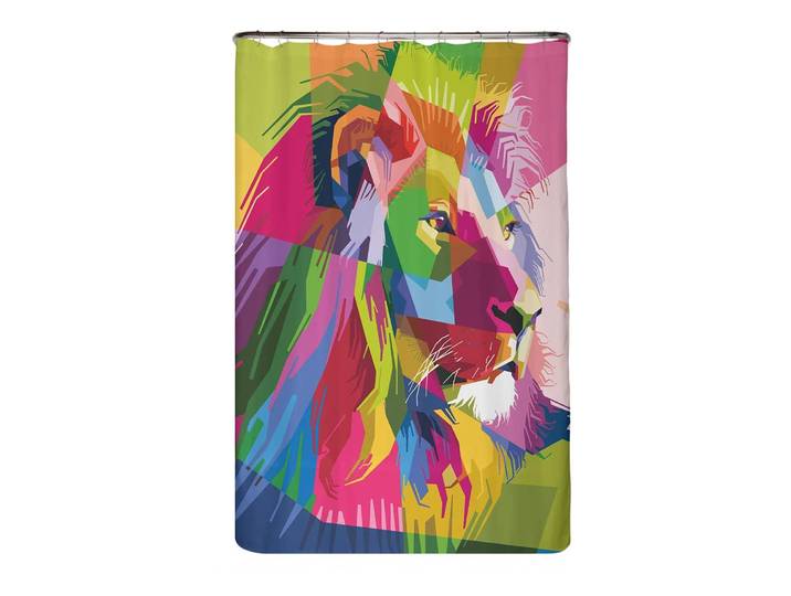 Rideau de douche PS recyclé Lion Microfibre Multicolore 120 x 200cm