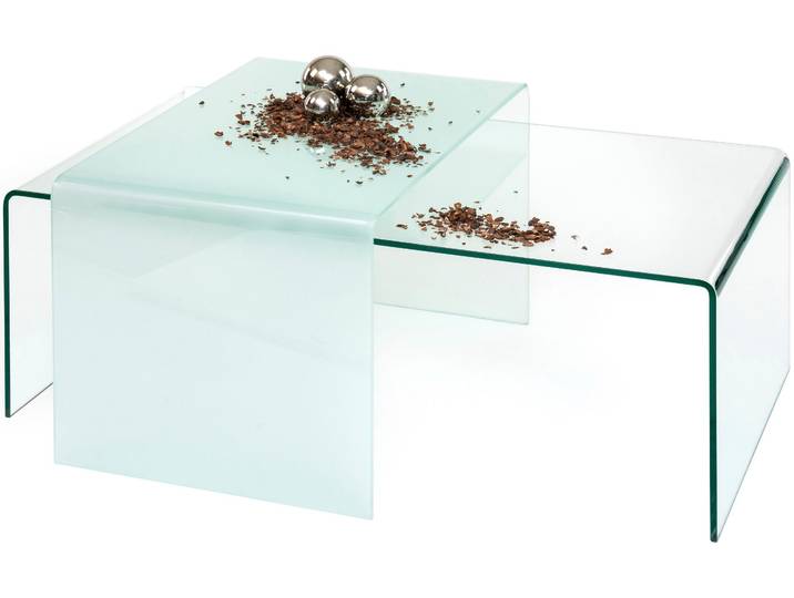 Couchtisch PAROLI, weiss (klarglas, klarglas weiß), B:75cm H:38cm T:60cm, Tische, Couchtisch