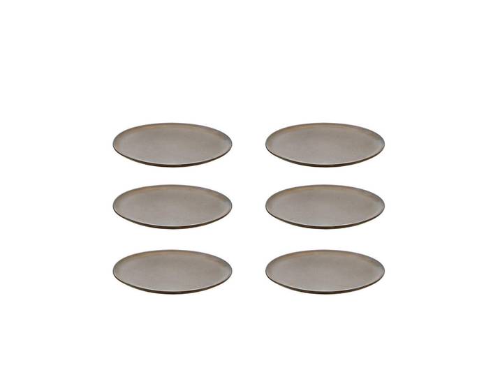 Aida Desserttellerset Raw, Braun, Keramik, 6-teilig, rund, lebensmittelecht, Geschirr, Teller, Teller-Sets