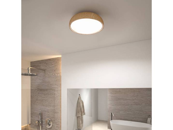 Paulmann Deckenlampe Oka, Holz hell, für Badezimmer, Kunststoff, Modern, Deckenlampe