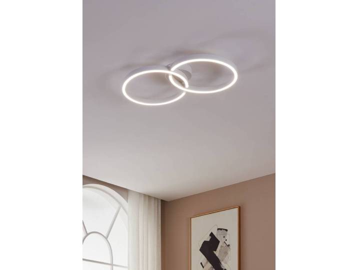 EGLO Deckenleuchte AMANDOLO , weiß, 1, H: 6,5cm, 1 Stk., Leuchten, dimmbare Deckenlampe, Fernbedienung, Metall, RGB Backlight, Deckenleuchte