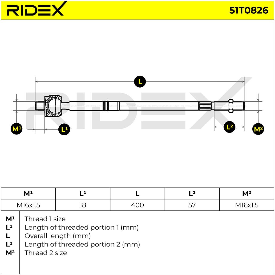 RIDEX 51T0826 Inner tie rod