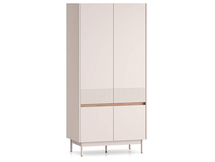 Feldmann-Wohnen Kleiderschrank Dunea 92 / 53 / 193cm Cashmere / Eiche Cremona Torro, Creme, Hellbraun, 92x193x53 cm, Schlafzimmer, Kleiderschränke, Drehtürenschränke